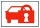 Crvena ikona automobila s bravom je uključena